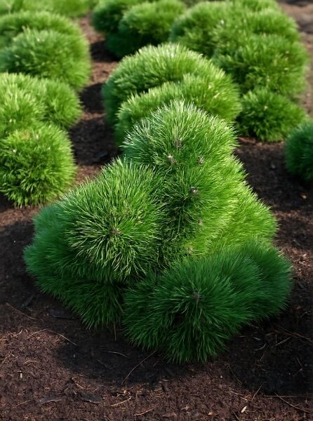 Pinus nigra 'Nana' / Zwerg-Schwarzkiefer 80-100 cm m. B., kompakter, kugeliger Wuchs mit dichtem, dunkelgrünem Nadelkleid