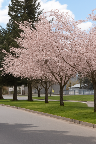 Rosablühende Winterkirsche / Prunus subhirtella 'Autumnalis Rosea'