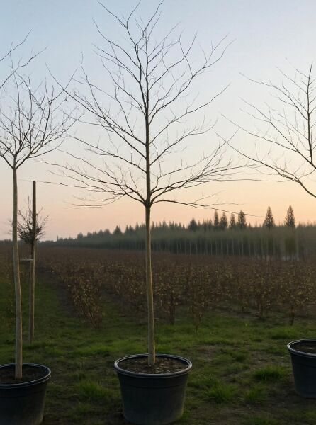 Pagoden-Hartriegel (Cornus controversa) Hochstamm 16-18 StU im Container, laubfreier Jungbaum mit verzweigter Krone.